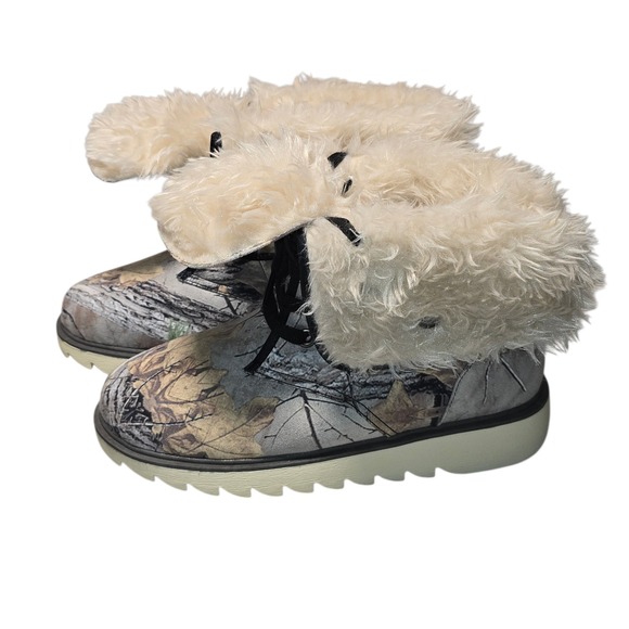 Browning Camo Fold Over Faux Fur Lined Lace Up Boots Womens 7.5 Camouflage - Picture 10 of 12